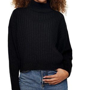 TOPSHOP Rib Knit Turtleneck Sweater, Size Small